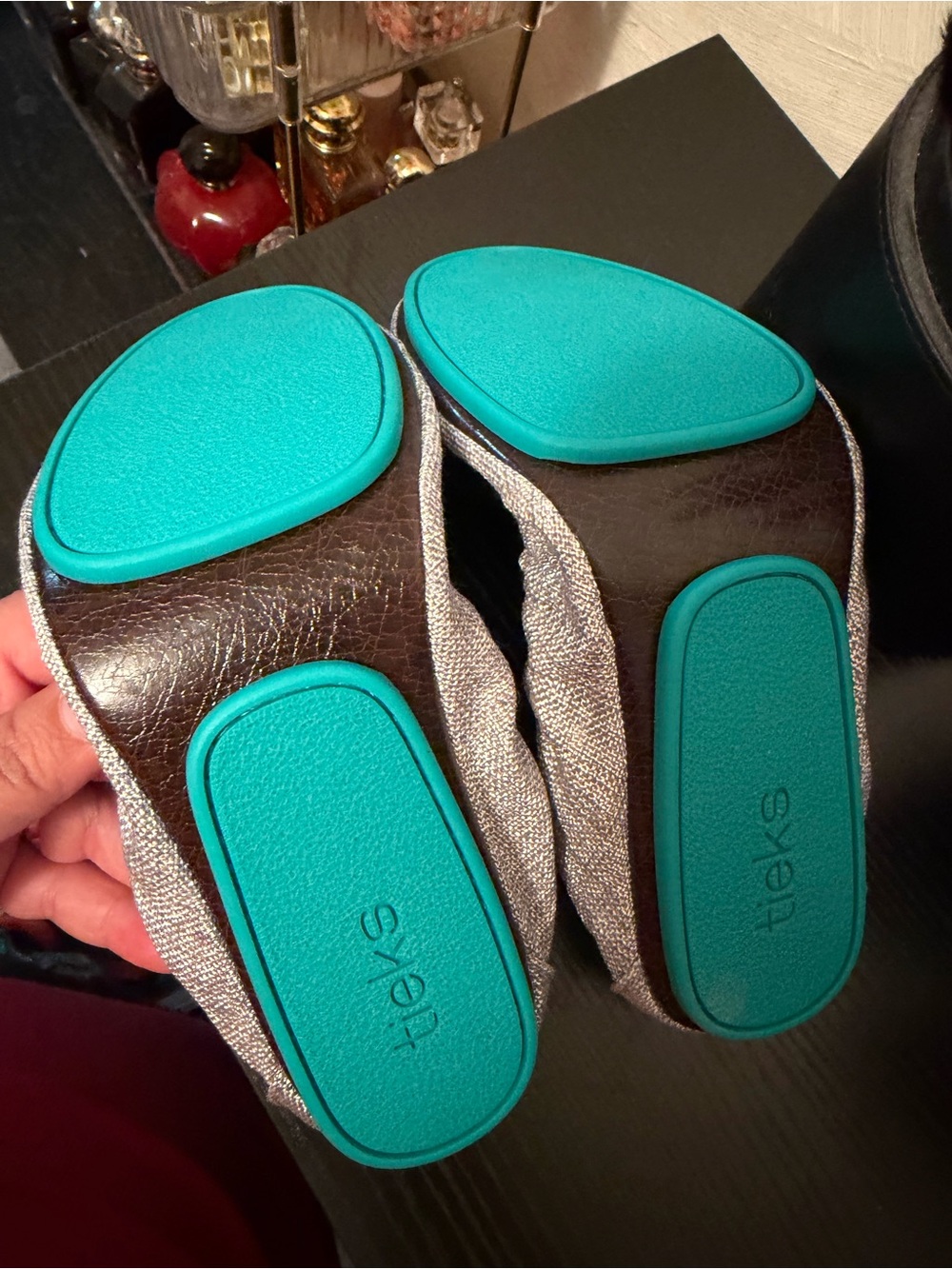 Tieks Silver Lake Foldable Ballet Flats — Silver & Teal Accents - Picture 5 of 5